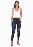 Jean tiro alto skinny con desgastes para mujer - Flashy