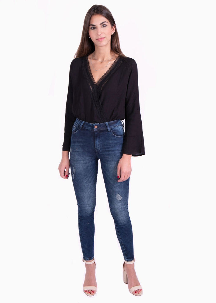 Jean tiro medio skinny para mujer - Flashy