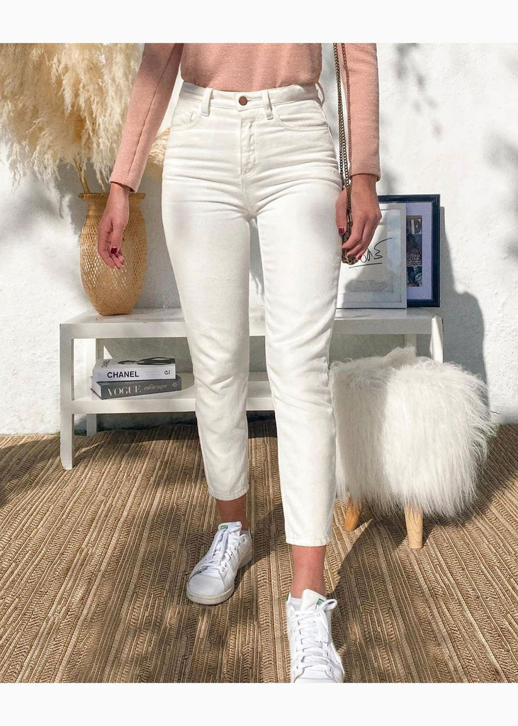 Mom jean blanco para mujer - Flashy