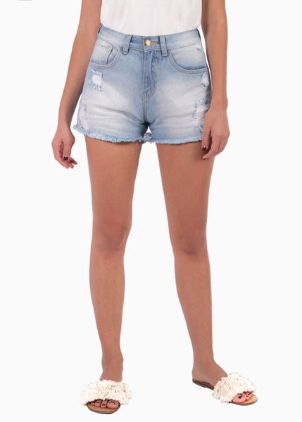 Short tiro alto con desgastes para mujer - Flashy