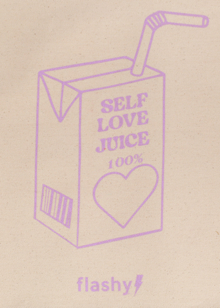 Tote bag con estampado "Self Love Juice" color beige para mujer - Flashy
