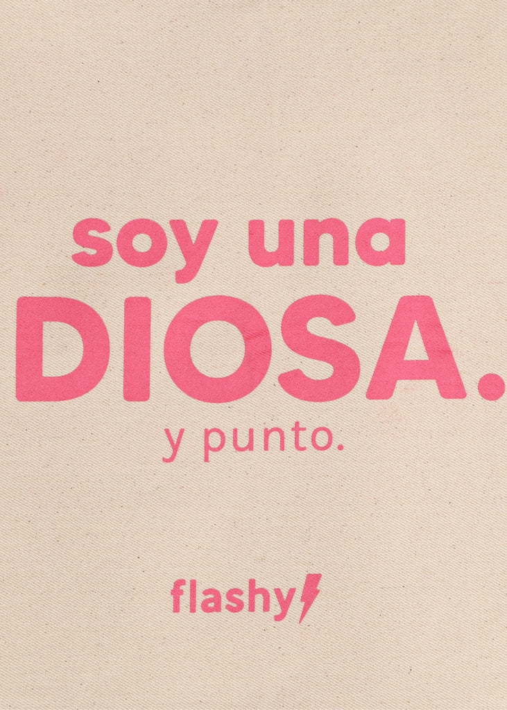 Tote bag con estampado "Soy una diosa y punto" color beige para mujer - Flashy