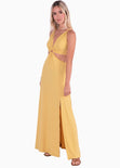 Vestido largo sin mangas y aro en escote color amarillo para mujer - Flashy