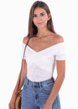 Blusa campesina con cruce en escote para mujer - Flashy
