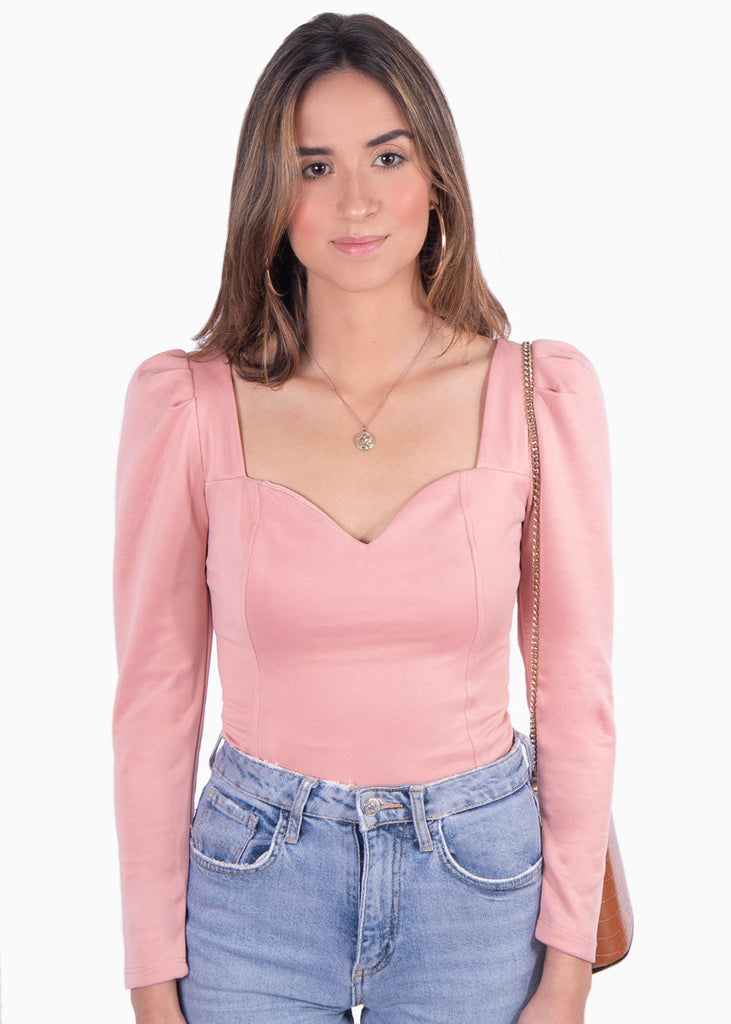 Blusa manga larga con escote cuadrado para mujer - Flashy