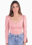 Blusa manga larga con escote cuadrado para mujer - Flashy