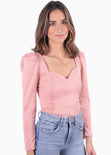 Blusa manga larga con escote cuadrado para mujer - Flashy