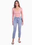 Blusa manga larga con escote cuadrado para mujer - Flashy