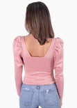 Blusa manga larga con escote cuadrado para mujer - Flashy