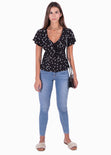 Blusa estampada de estrellas con anudado en escote para mujer - Flashy