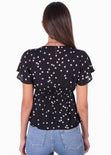Blusa estampada de estrellas con anudado en escote para mujer - Flashy