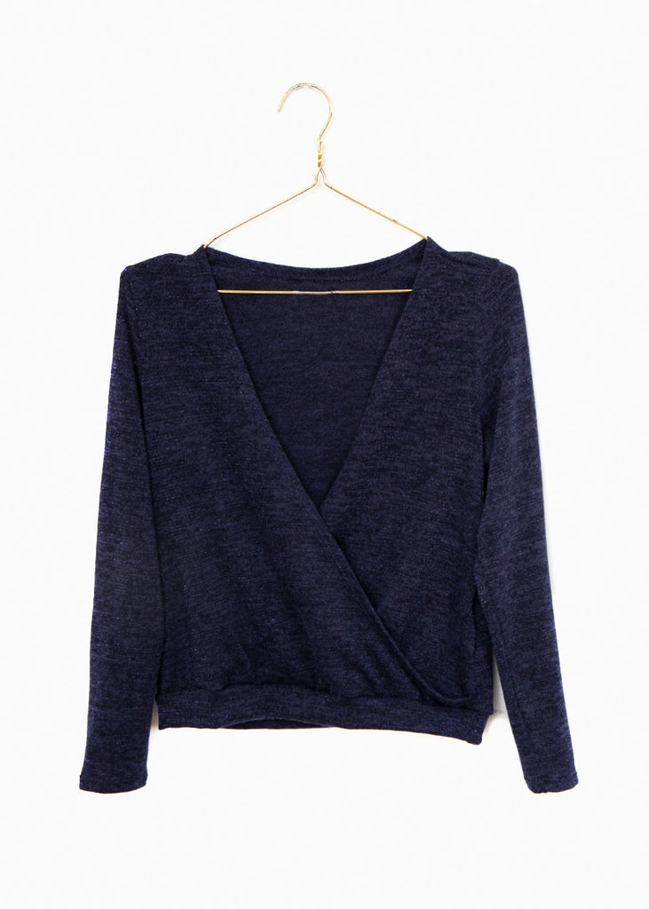 Blusa cruzada con brillo manga larga para mujer - Flashy