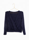 Blusa cruzada con brillo manga larga para mujer - Flashy