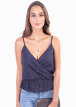 Blusa de tiras con escote cruzado y recogido en cintura para mujer - Flashy