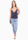 Blusa de tiras con escote cruzado y recogido en cintura para mujer - Flashy