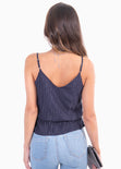 Blusa de tiras con escote cruzado y recogido en cintura para mujer - Flashy