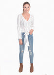 Blusa manga larga anudada con bolillo para mujer - Flashy