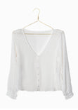 Blusa manga larga con bordado de puntos para mujer - Flashy