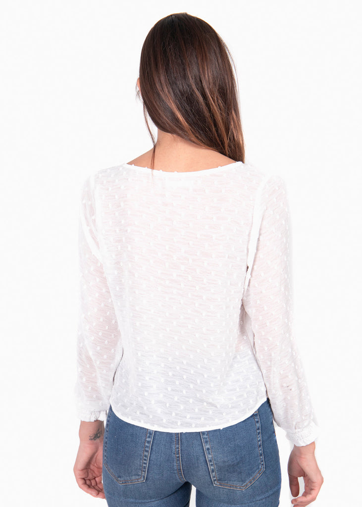 Blusa manga larga con bordado de puntos para mujer - Flashy