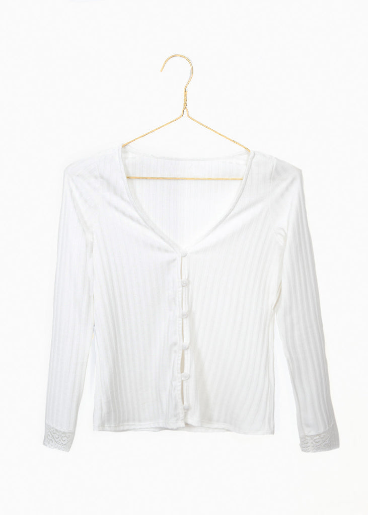 Blusa manga larga con encaje para mujer - Flashy
