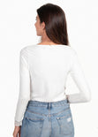 Blusa manga larga con encaje para mujer - Flashy