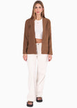 Blazer con bolsillos color café para mujer - Flashy