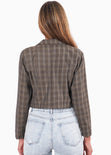 Blazer corto con estampado príncipe de Gales color gris para mujer - Flashy