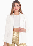 Blazer formal color blanco, marfil para mujer - Flashy
