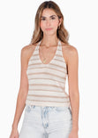 Blusa ajustada con escote tipo halter - PIÑA