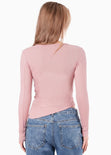 Blusa asimétrica de manga larga con sesgos - QUERETARO