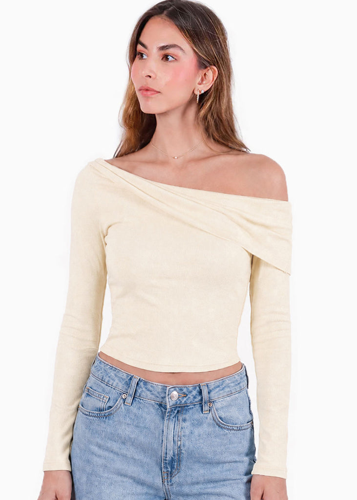 Blusa asimétrica manga larga - CATICA