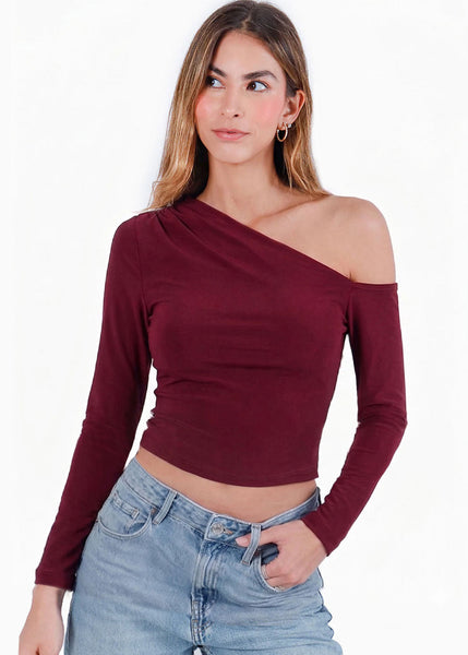 Blusa asimétrica manga larga  - GORGONA