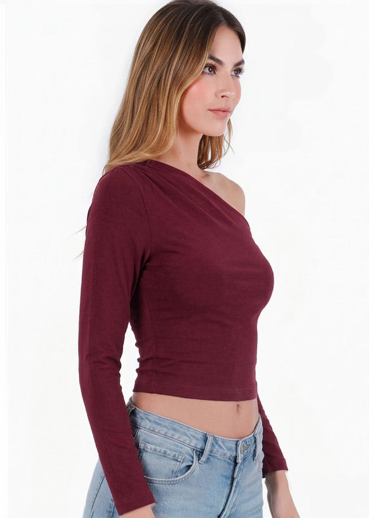 Blusa asimétrica manga larga  - GORGONA