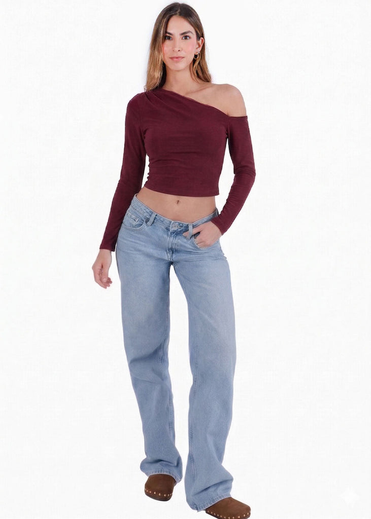 Blusa asimétrica manga larga  - GORGONA