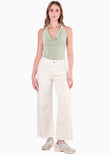 Blusa con drapeado en escote tipo halter color verde para mujer - Flashy