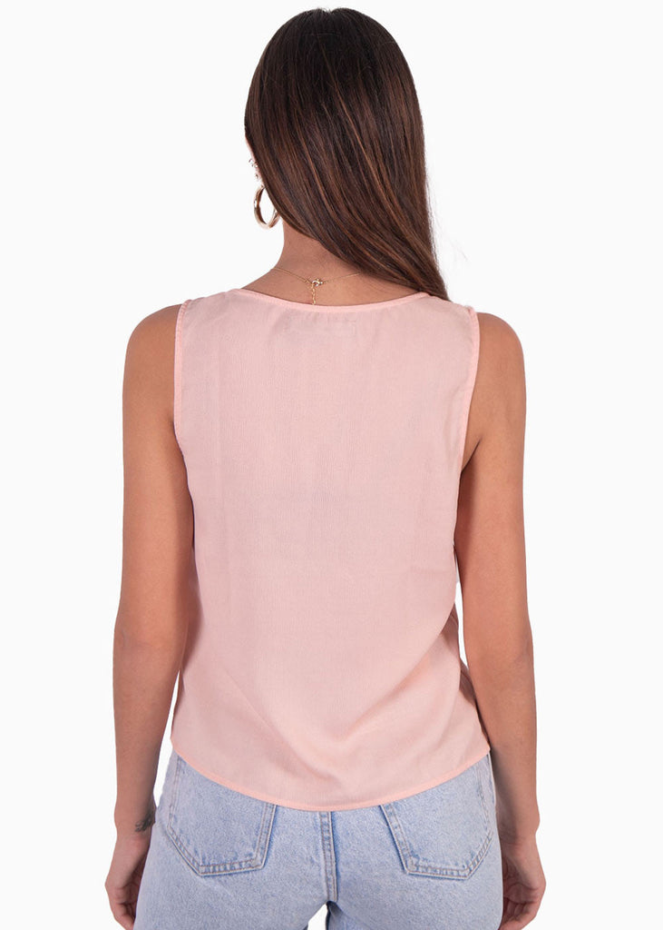 Blusa con escote de encaje color rosado para mujer - Flashy