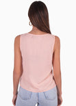 Blusa con escote de encaje color rosado para mujer - Flashy