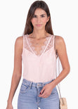 Blusa con escote de encaje para mujer - Flashy