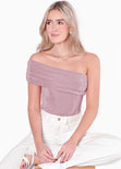 Blusa con escote off shoulder y de un solo hombro color rosado para mujer - Flashy