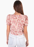 Blusa con estampado de flores con recogido en frente para mujer - Flashy
