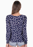 Blusa con estampado de puntos y recogido en mangas para mujer - Flashy