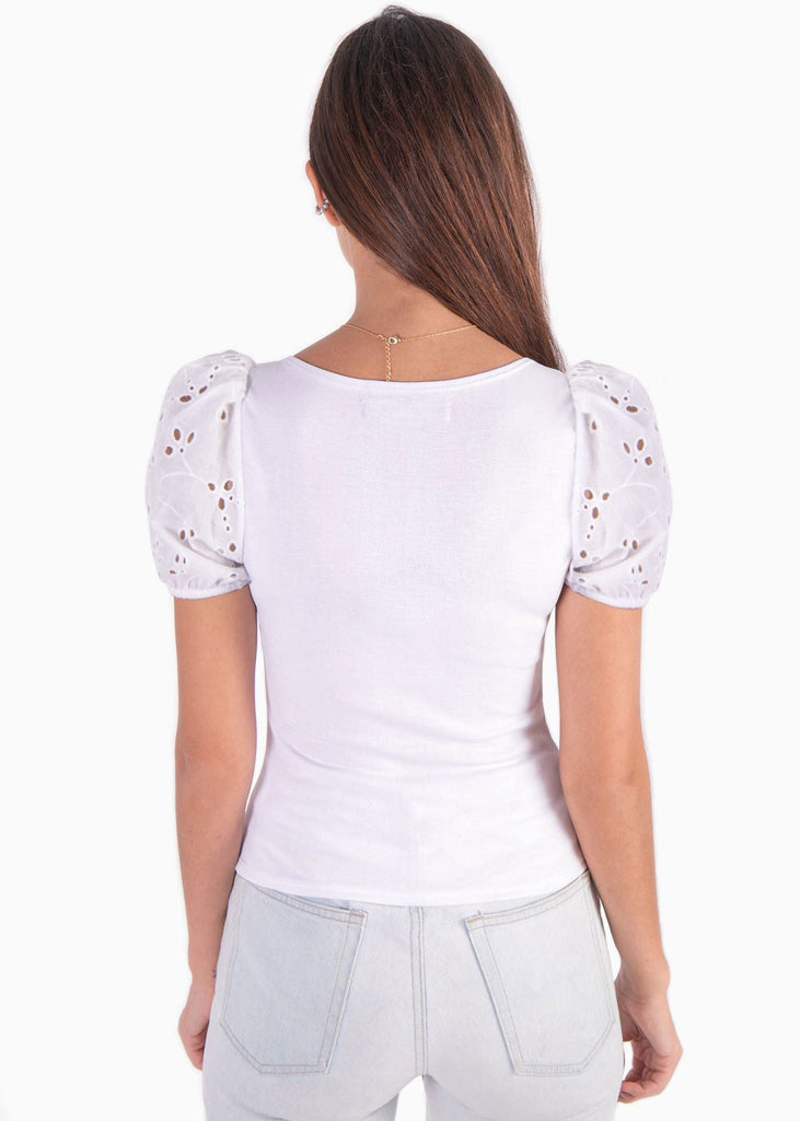 Blusa con mangas embombadas y escote cuadrado para mujer - Flashy