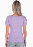 Blusa con mangas embombadas y escote cuadrado color lila, morado para mujer - Flashy