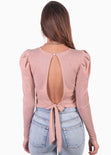 Blusa con recogido en hombros y espalda descubierta color rosado para mujer - Flashy