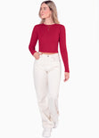 Blusa corta con abertura y anudado en espalda color rojo para mujer - Flashy