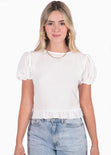 Blusa corta con mangas abullonadas, boleros y espalda descubierta color blanco, marfil para mujer - Flashy