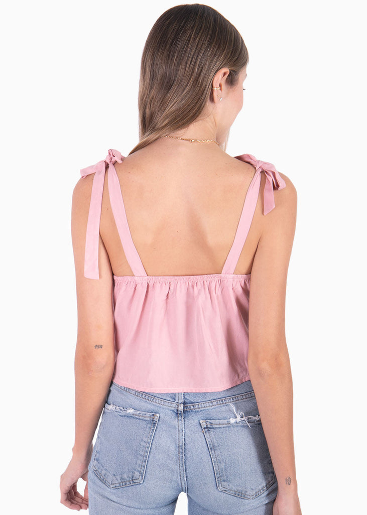 Blusa corta de tiras con anudados y lentejuelas para mujer - Flashy