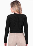 Blusa corta manga larga con cuello alto color negro para mujer - Flashy