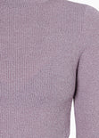 Blusa corta manga larga con cuello alto y efecto brillo color morado para mujer - Flashy