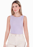 Blusa corta sin mangas con abertura en espalda y anudado color lila para mujer - Flashy